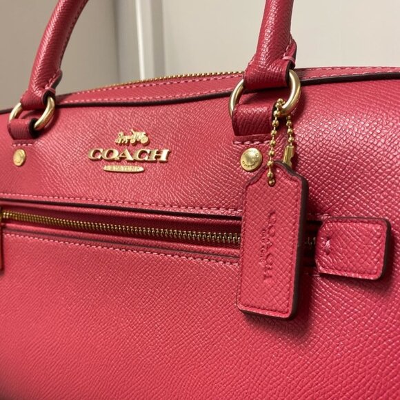 Coach 79946 Rowan Crossgrain Leather Satchel in Strawberry Haze - Picture 2 of 8
